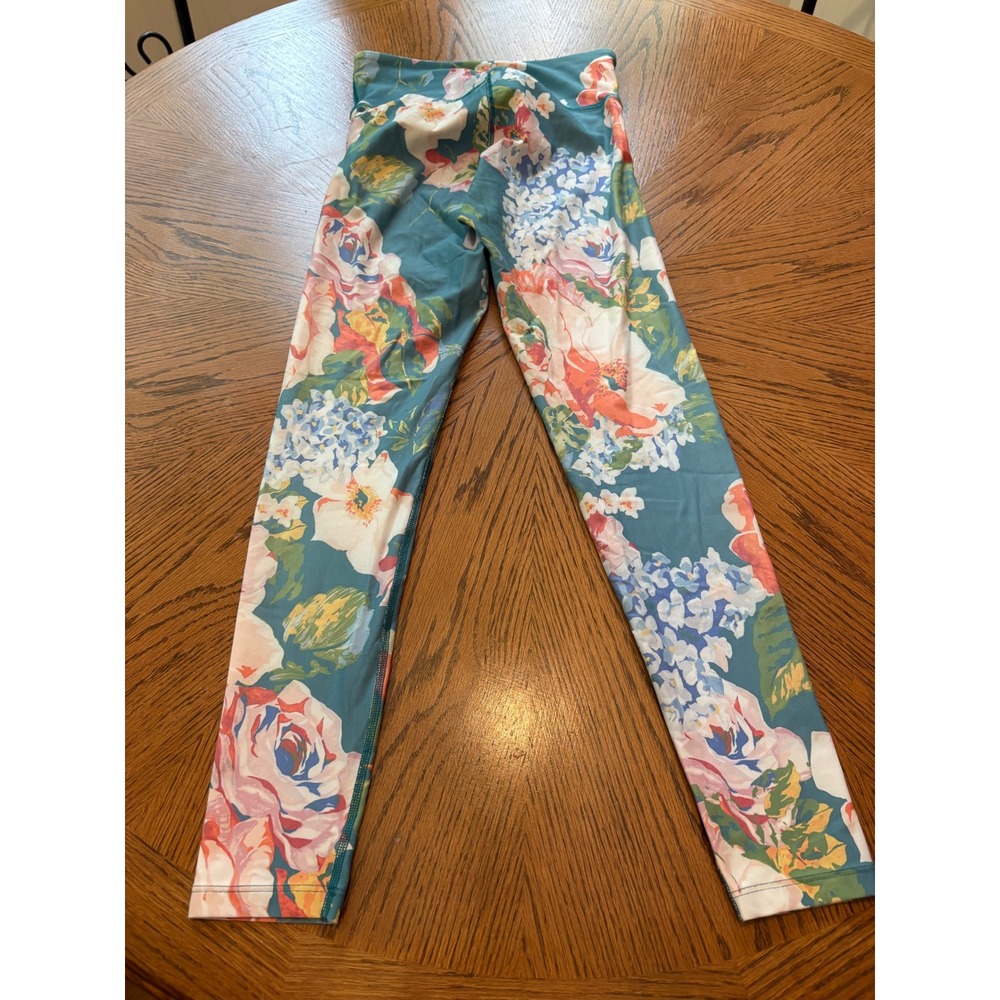 Show Me Your Mumu Moves Dusty Rose Floral High Waist Leggings Teal Small - Picture 7 of 8